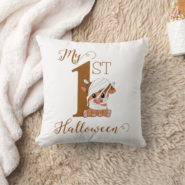 Cojín Decorativo La vaca momia personalizada Mi primer Halloween (Manta)