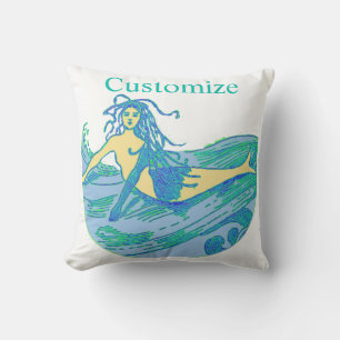 Cojín Decorativo La vendimia de sirena de vintage Waveried Thunder_