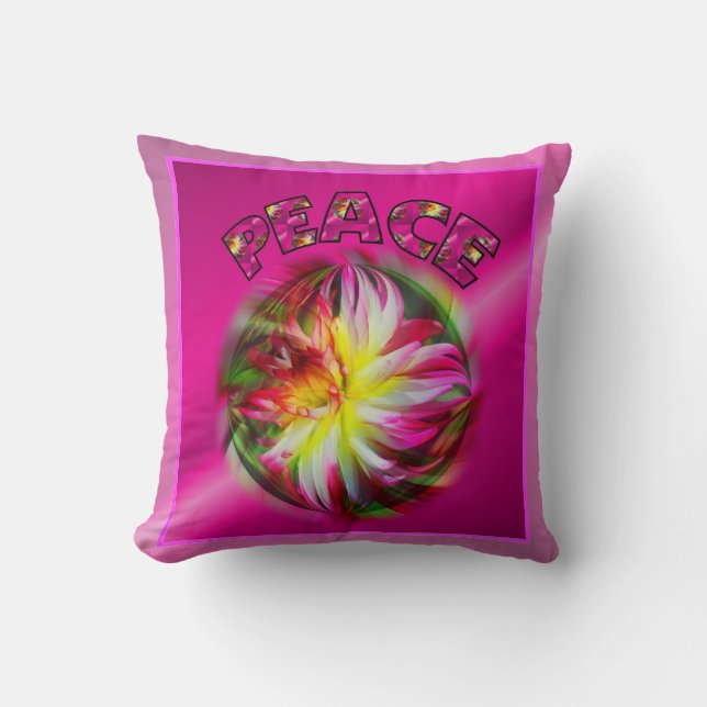 Cojín Decorativo La vibrante paz Dahlia Flower Inspiradora (Anverso)