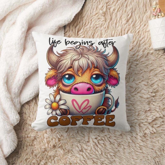Cojín Decorativo La vida comienza después del café  (Manta)