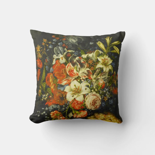 Cojín Decorativo La vida con flores y fruta (Anverso)
