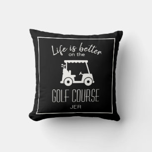 Cojín Decorativo La vida es mejor Carrito de golf negro Monograma G