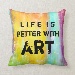 Cojín Decorativo La vida es mejor con arte