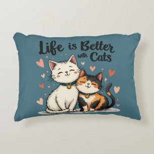 Cojín Decorativo La vida es mejor con gatos estética de gato lindo