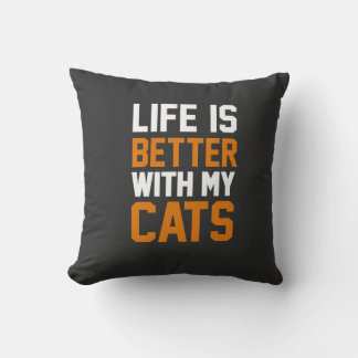 Cojín Decorativo La Vida Es Mejor Con La Camiseta De Mis Gatos - Ga