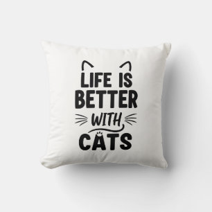 Cojín Decorativo La vida es mejor con los gatos