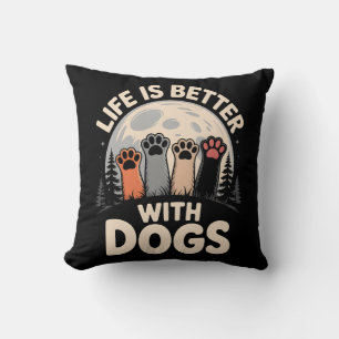 Cojín Decorativo La vida es mejor con perros