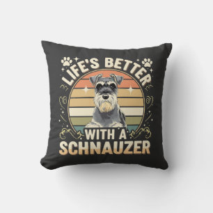 Cojín Decorativo La vida es mejor con un amante del perro retro Sch