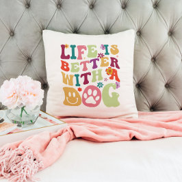 Cojín Decorativo La vida es mejor con un perro - diseño de tonalida
