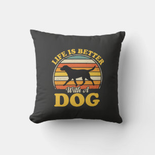 Cojín Decorativo La Vida Es Mejor Con Un Perro Retro