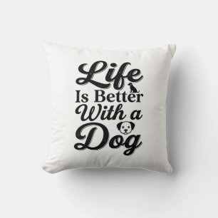 Cojín Decorativo La vida es mejor con una camiseta vintage de perro