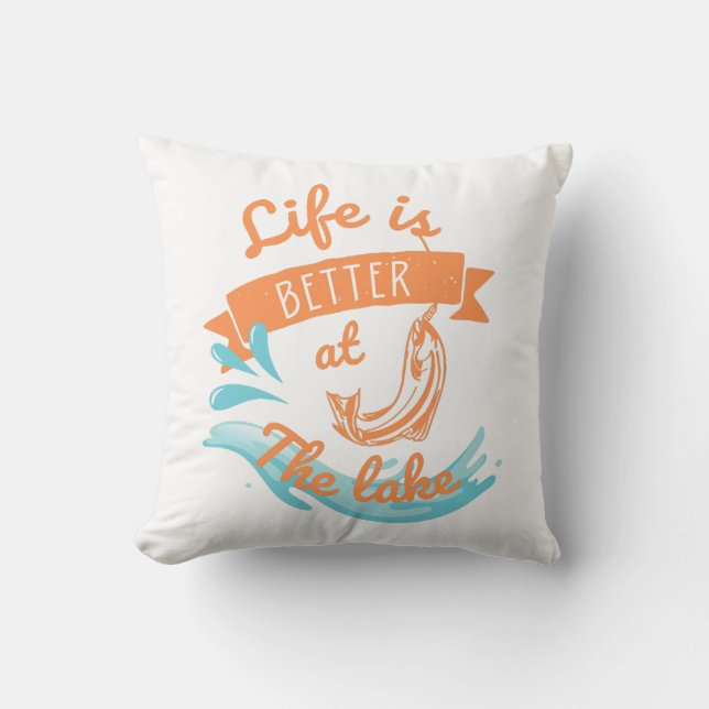 Cojín Decorativo la vida es mejor en el lago (Anverso)