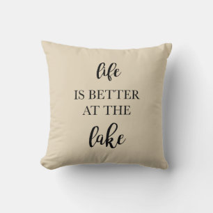 Cojín Decorativo La vida es mejor en el lago Beige Pillow