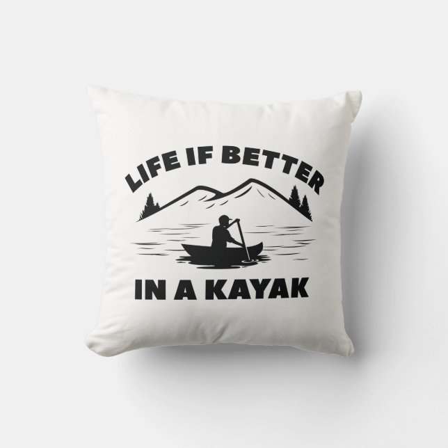 Cojín Decorativo La Vida Es Mejor En Kayak (Anverso)