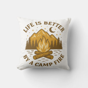 Cojín Decorativo La vida es mejor junto a una fogata Camping vintag