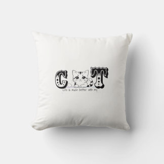 Cojín Decorativo "La vida es mucho mejor con mi gato – Diseño de ga