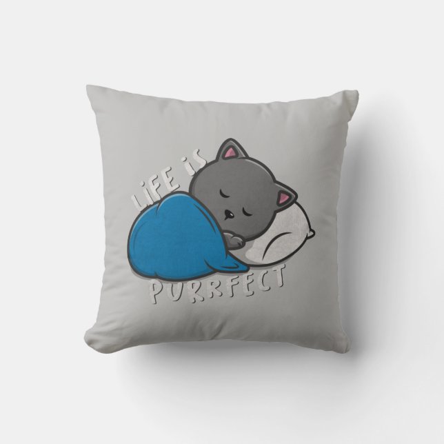 Cojín Decorativo La vida es perfecta - Gato durmiente (Anverso)