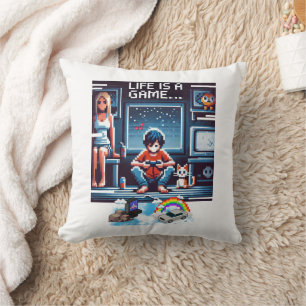 Cojín Decorativo La Vida Es Un Juego. #Part2 (8 bits) (regalo de ju