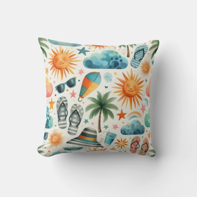 Cojín Decorativo La vida es una playa (Anverso)