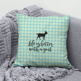 Cojín Decorativo La vida mejor con la piel de cabra azul