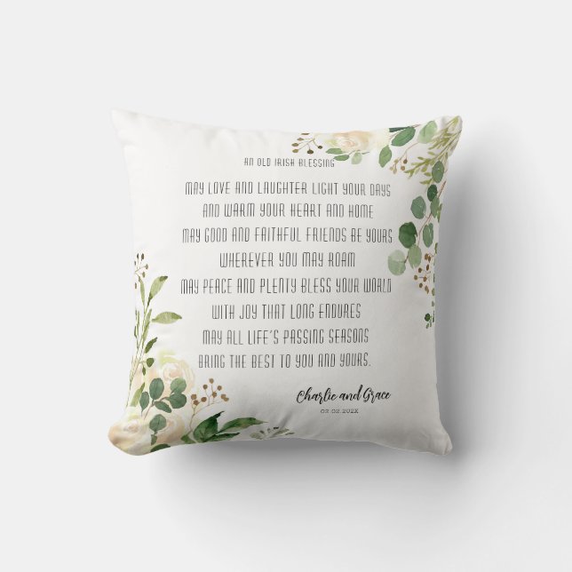 Cojín Decorativo La vieja bendición irlandesa y la vegetación Boda (Anverso)