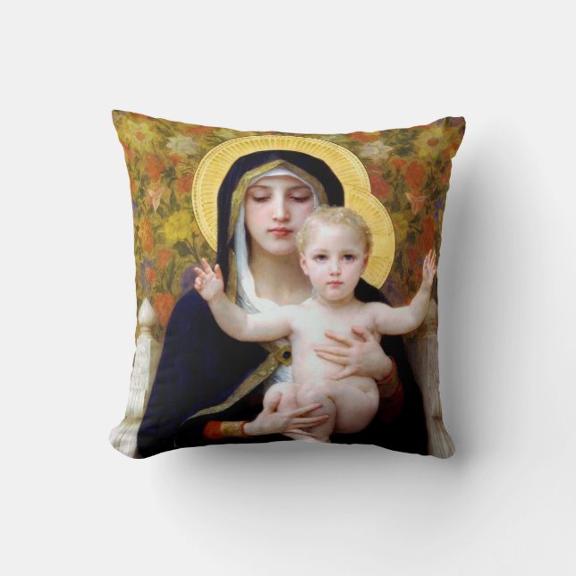 Cojín Decorativo La Virgen de la Lily, Bouguereau (Anverso)