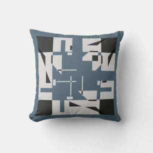 Cojín Decorativo Laberinto de Arte de Formas Pequeñas Azul Pizarra