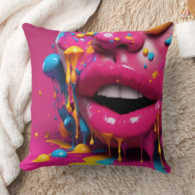 Cojín Decorativo Labios 3D - (Manta)