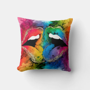 Cojín Decorativo Labios abstractos vibrantes