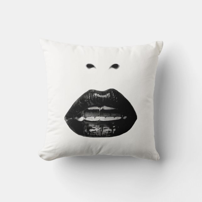 Cojín Decorativo Labios blancos y negros (Anverso)