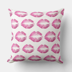 Cojín Decorativo Labios de Purpurina rosado