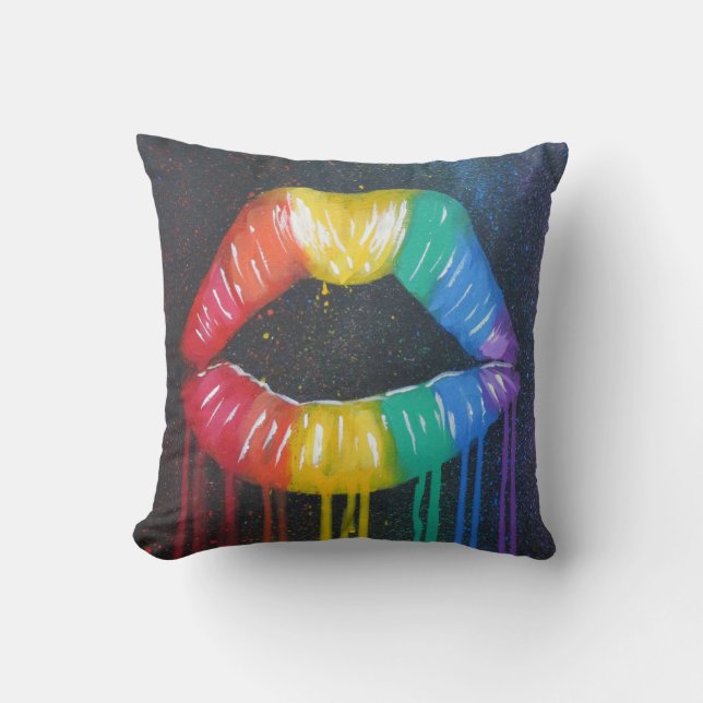 Cojín Decorativo Labios del arco iris (Anverso)