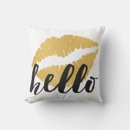 Cojín Decorativo Labios del oro + Hola