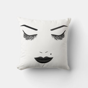 Cojín Decorativo Labios Negros Belleza Maquillaje Cara Pestañas & C