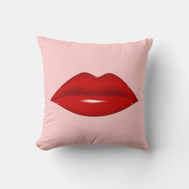 Cojín Decorativo Labios rojos rojos (Anverso)