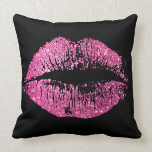 Cojín Decorativo Labios rosados del purpurina