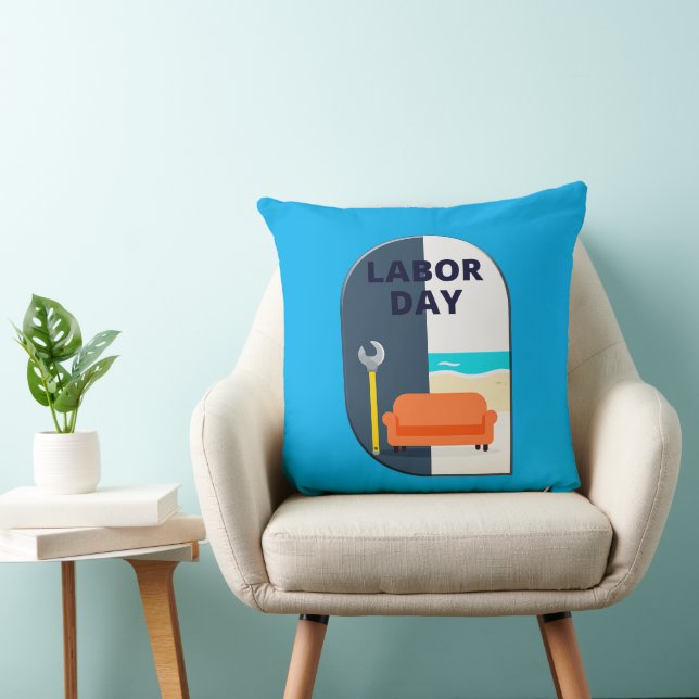 Cojín Decorativo Labor Day Minimal Worker Relax Design (Silla)