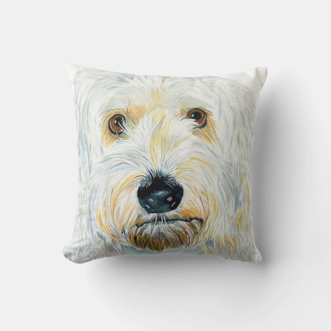 Cojín Decorativo Labradoodle blanco (Anverso)