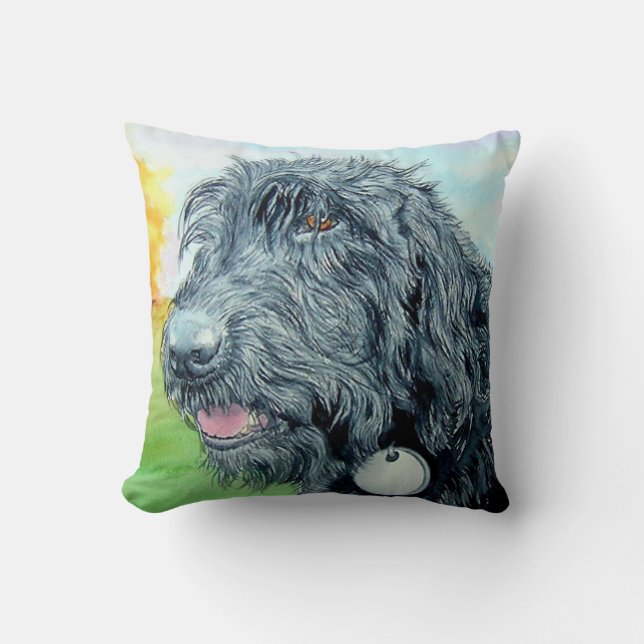 Cojín Decorativo Labradoodle negro (Anverso)