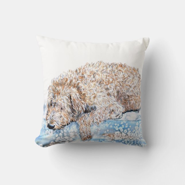 Cojín Decorativo Labradoodle soñoliento (Anverso)