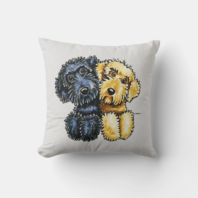 Cojín Decorativo Labradoodles Amarillo negro alineado (Anverso)