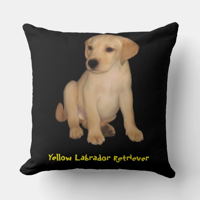 Cojín Decorativo Labrador amarillo recuperador (Anverso)