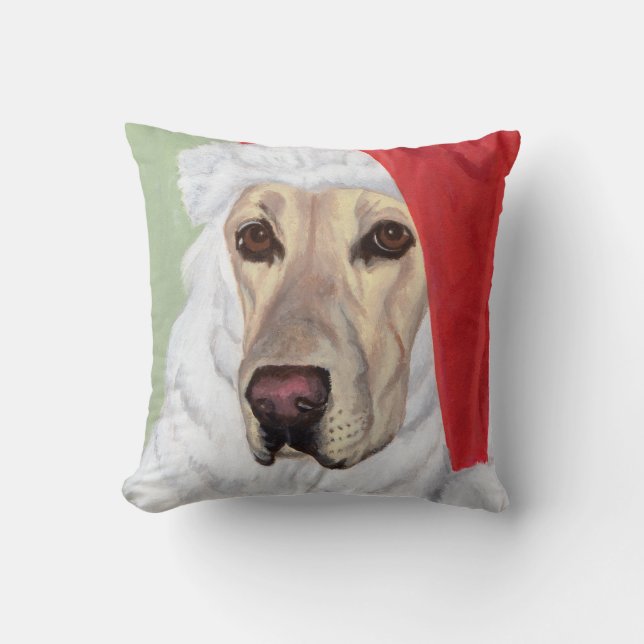 Cojín Decorativo Labrador amarillo Santa Pillow (Anverso)