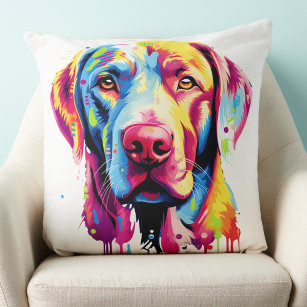 Cojín Decorativo Labrador colorido recuperador de perro retro amant