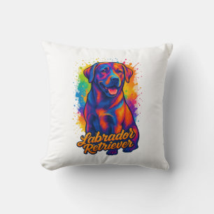 Cojín Decorativo Labrador de arte pop colorido - Perro vibrante