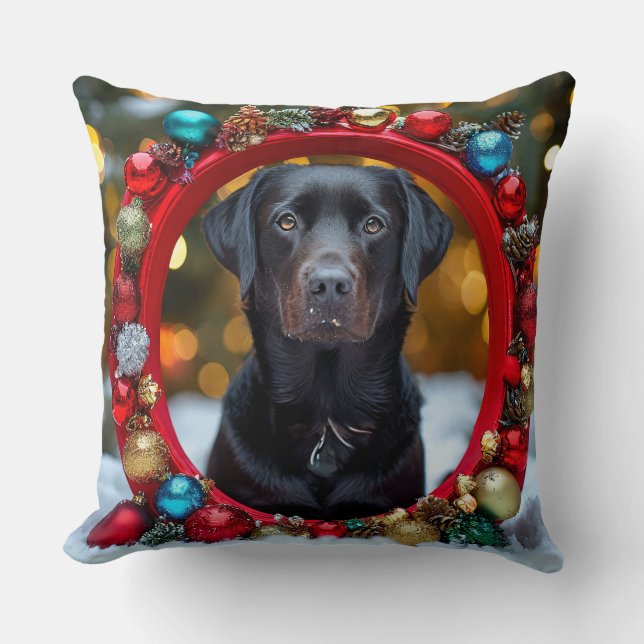 Cojín Decorativo Labrador de Navidad (Anverso)
