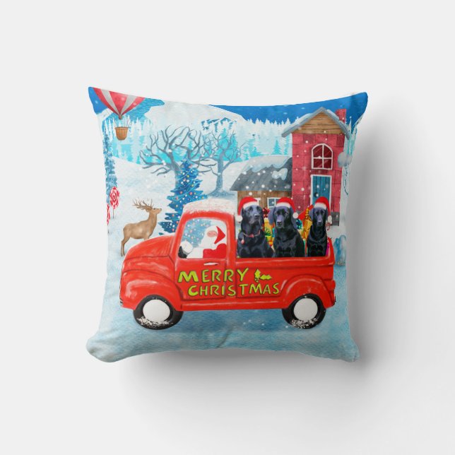 Cojín Decorativo Labrador Navidades de perros vectores de nieve (Anverso)
