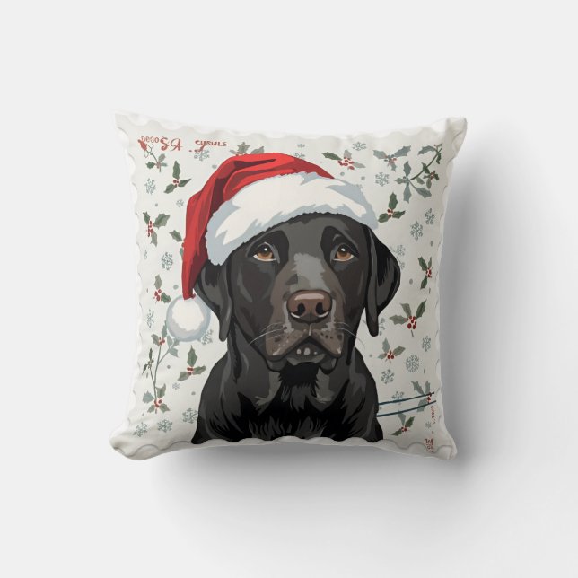 Cojín Decorativo Labrador negro (Anverso)