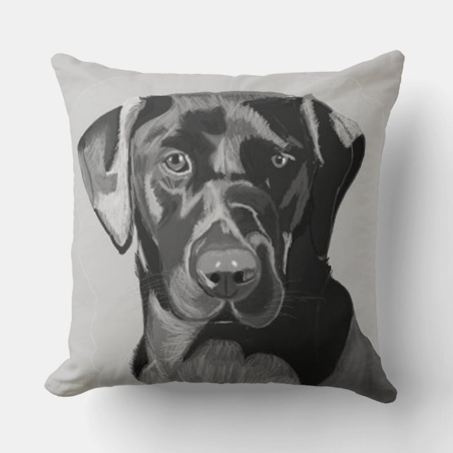 Cojín Decorativo Labrador negro (Anverso)