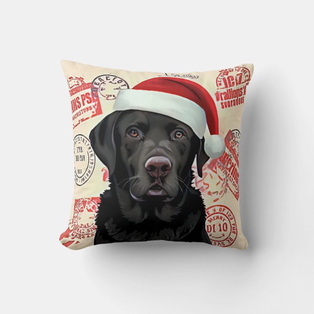 Cojín Decorativo Labrador negro (Anverso)